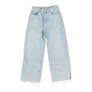 Zara High Rise Wide Leg Jeans Light Wash Frayed Hem Women’s US 4 / 26